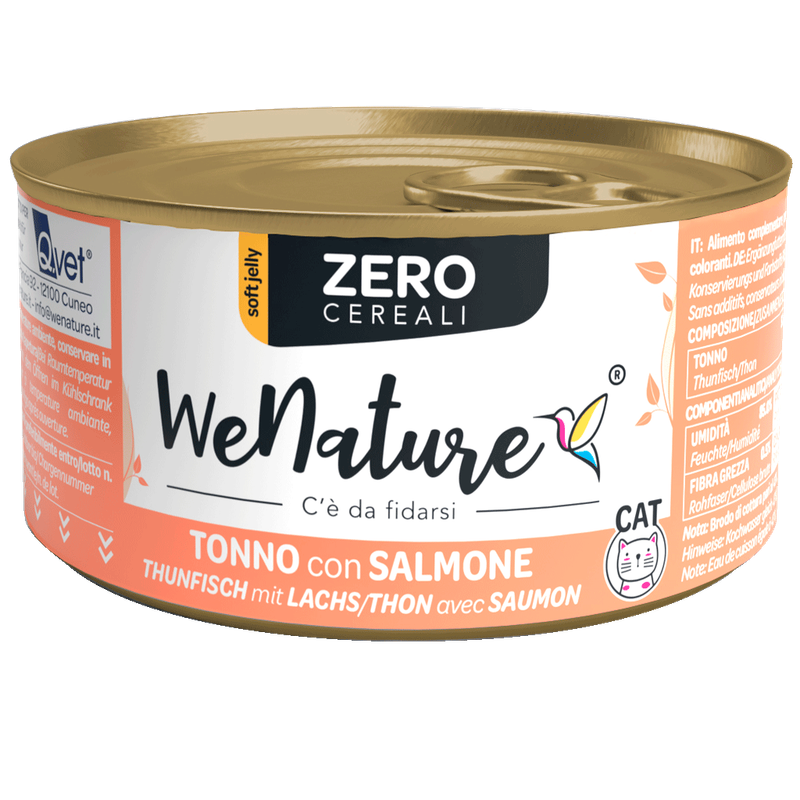 WENATURE CIBO UMIDO GATTO TONNO CON SALMONE ZERO CEREALI 85 GR