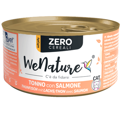 WENATURE CIBO UMIDO GATTO TONNO CON SALMONE ZERO CEREALI 85 GR