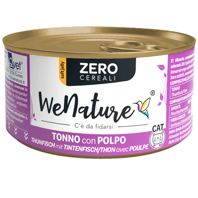 WENATURE CIBO UMIDO GATTO TONNO CON POLPO ZERO CEREALI 85 GR