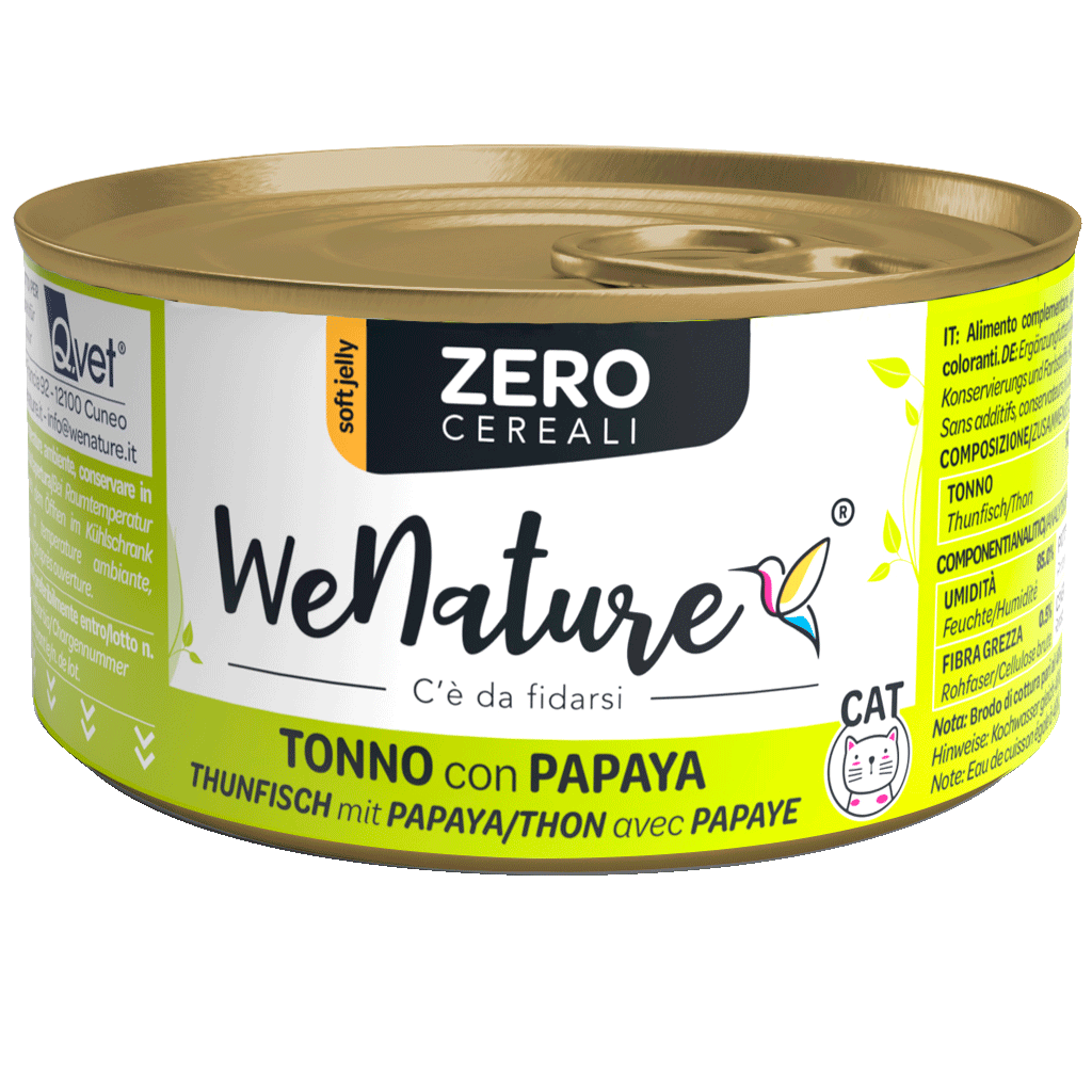 WENATURE CIBO UMIDO GATTO TONNO CON PAPAYA ZERO CEREALI 85 GR