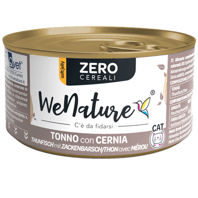 WE NATURE CIBO UMIDO NATURALE GATTO TONNO CON CERNIA ZERO CEREALI 85 GR