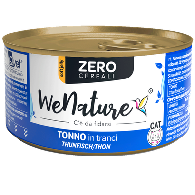 WE NATURE CIBO UMIDO NATURALE GATTO TRANCI DI TONNO ZERO CEREALI 85 GR