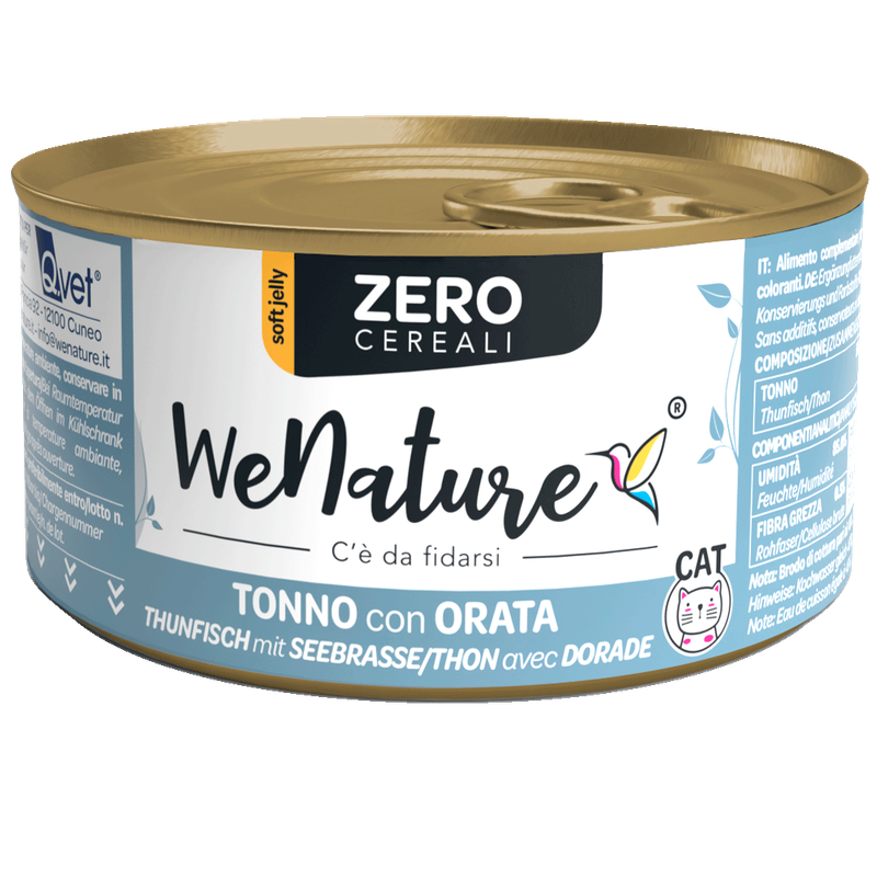 WENATURE CIBO UMIDO GATTO TONNO CON ORATA ZERO CEREALI 85 GR