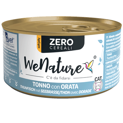 WENATURE CIBO UMIDO GATTO TONNO CON ORATA ZERO CEREALI 85 GR