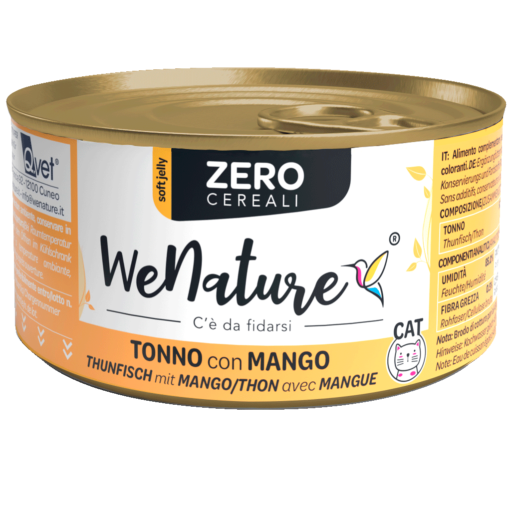 WENATURE CIBO UMIDO GATTO TONNO CON MANGO ZERO CEREALI 85 GR