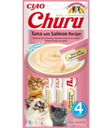 Inaba cat churu snack gatto tonno con salmone 14x4 tubi 56 gr