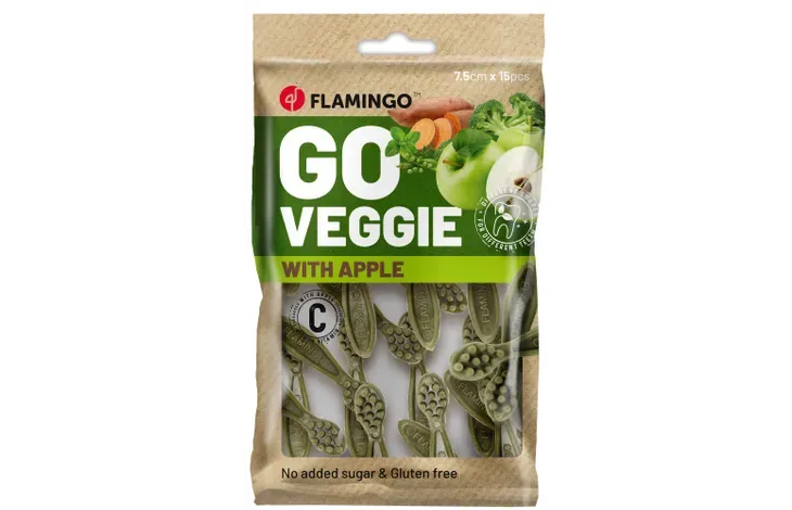 FLAMINGO SNACKS VEGGIE SPAZZOLINO CON MELA VERDE 120 GR