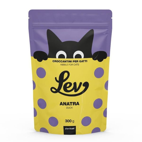 LEV DRY CAT GATTO STERILIZZATO ANATRA 300 GR