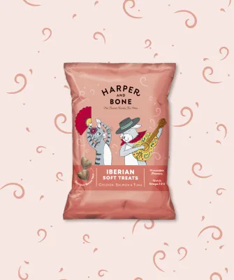 HARPER &amp; BONE SNACK CANE E GATTO POLLO, SALMONE E TONNO 75 GR