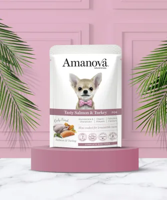 AMANOVA POUCH CIBO UMIDO SALMONE E TACCHINO 100 GR