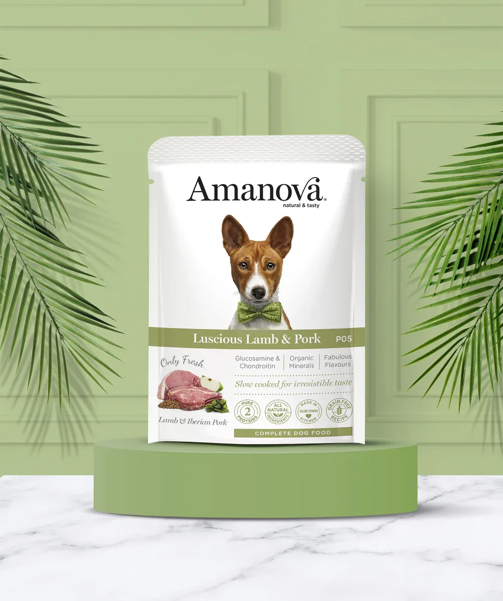 AMANOVA POUCH CIBO UMIDO AGNELLO E MAIALE 100 GR