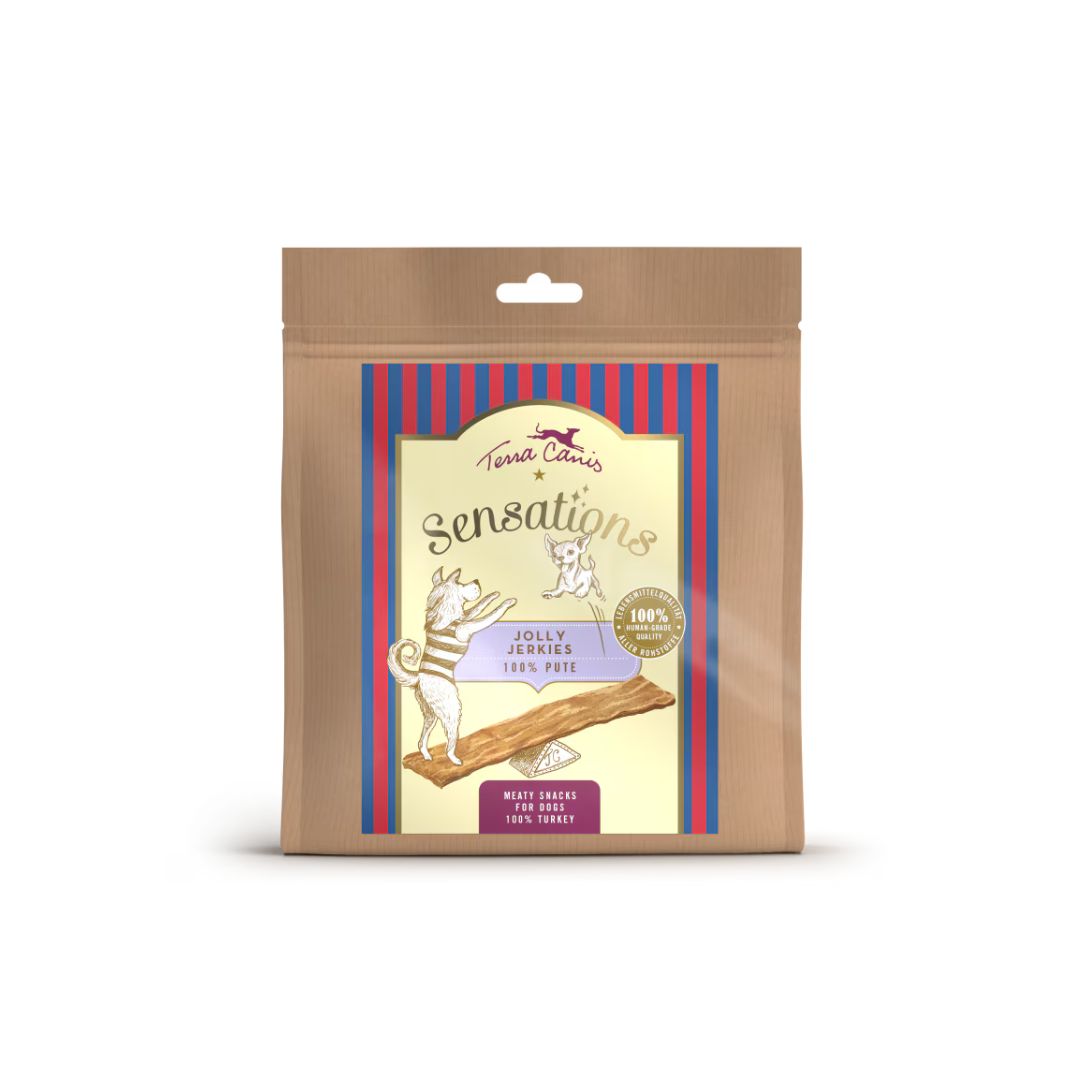 TERRA CANIS SENSATION SNACK JOLLY JERKIES TACCHINO 90 GR