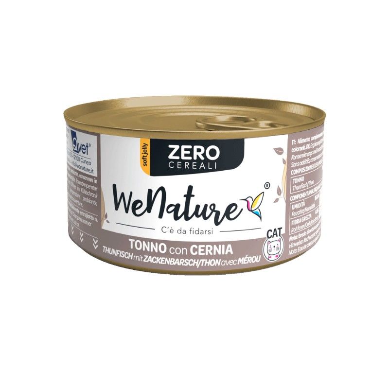 WENATURE CIBO UMIDO GATTO TONNO CON CERNIA ZERO CEREALI 85 GR