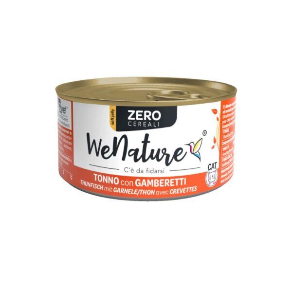WENATURE CIBO UMIDO GATTO TONNO CON GAMBERETTI ZERO CEREALI 85 GR