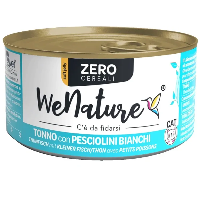 WENATURE CIBO UMIDO GATTO TONNO CON PESCIOLINI BIANCHI ZERO CEREALI 85 GR