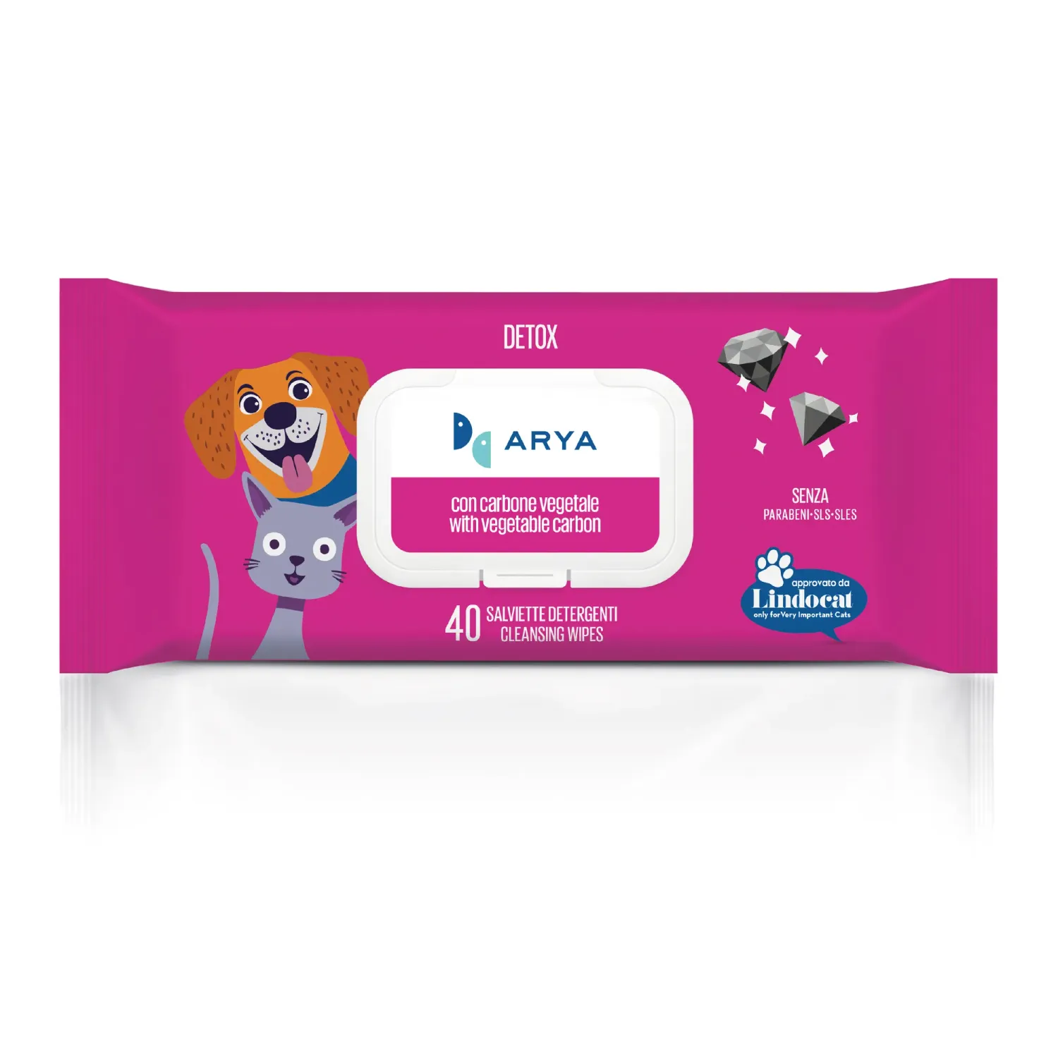 ARYA SALVIETTE DETERGENTI CANE E GATTO DETOX 40 PZ