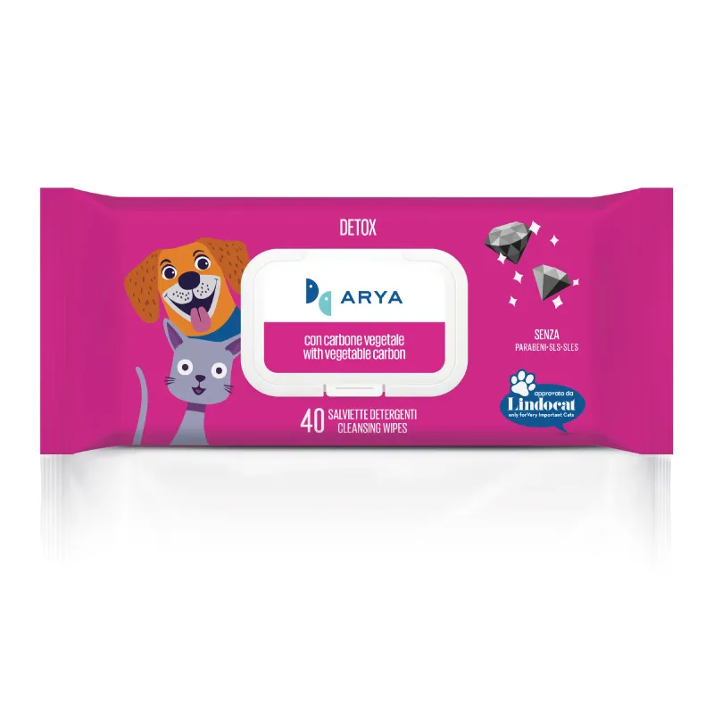 ARYA SALVIETTE DETERGENTI CANE E GATTO DETOX 40 PZ