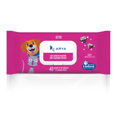 ARYA SALVIETTE DETERGENTI CANE E GATTO DETOX 40 PZ