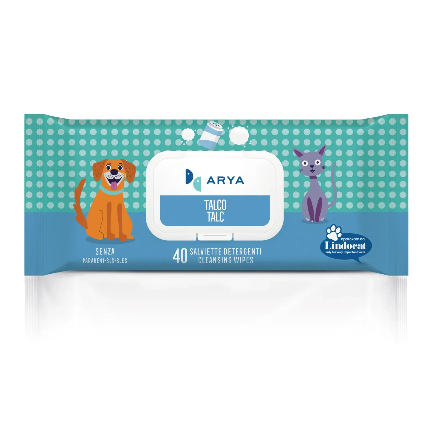 ARYA SALVIETTE DETERGENTI CANE E GATTO TALCO 40 PZ