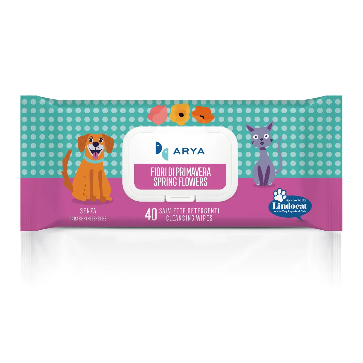 ARYA SALVIETTE DETERGENTI CANE E GATTO FIORI DI PRIMAVERA 40 PZ