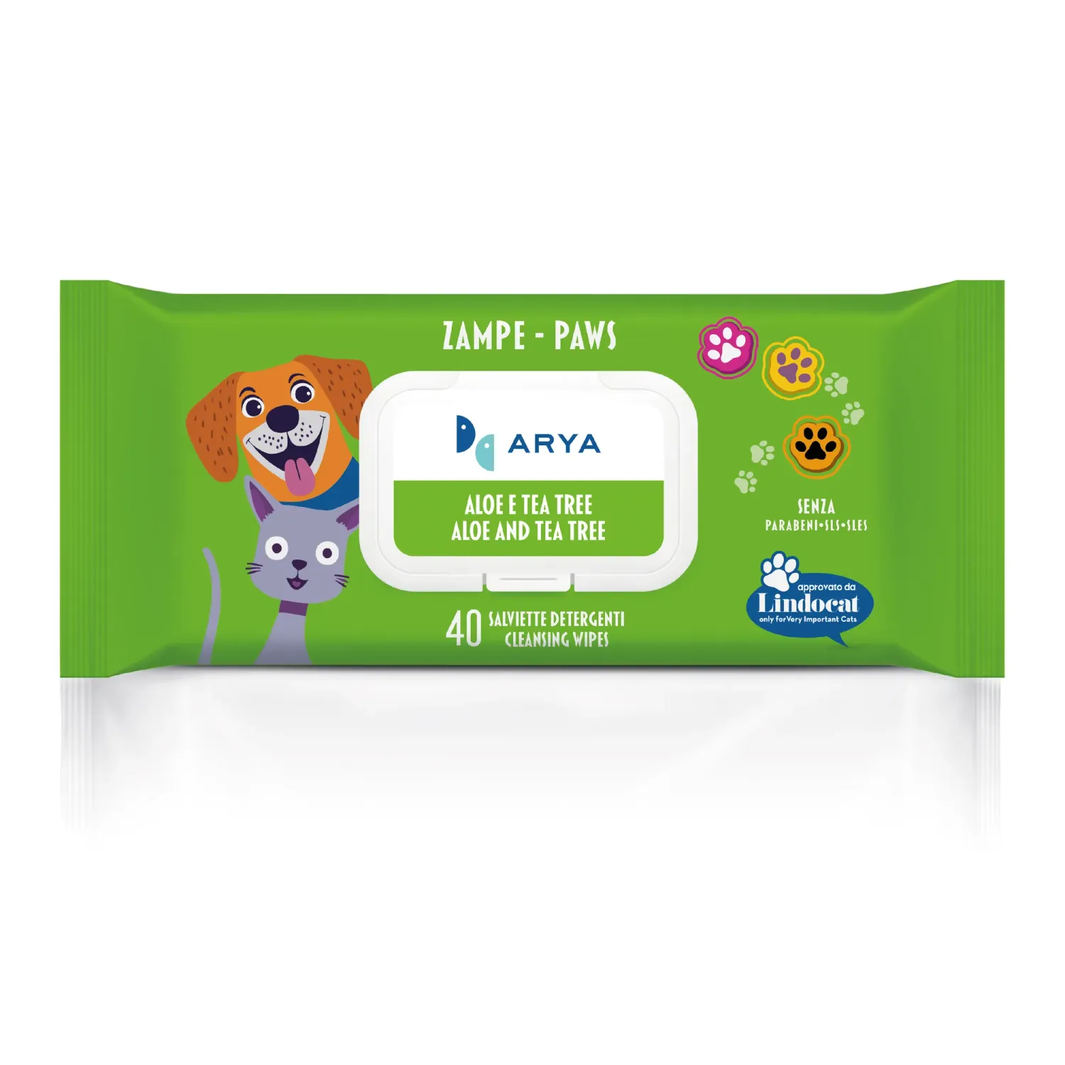 ARYA SALVIETTE DETERGENTI CANE E GATTO ZAMPE 40 PZ