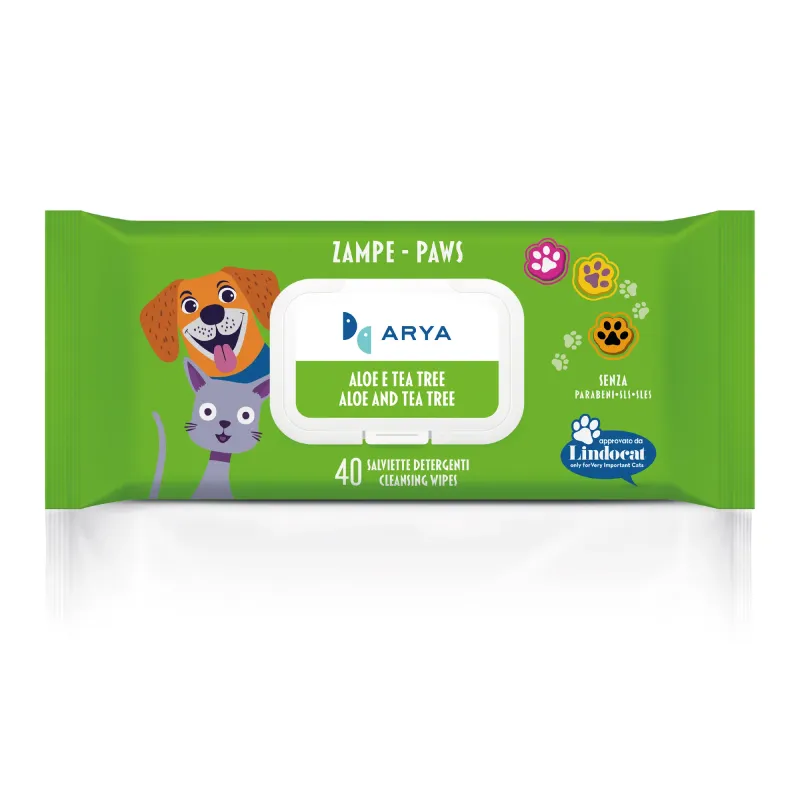 ARYA SALVIETTE DETERGENTI CANE E GATTO ZAMPE 40 PZ