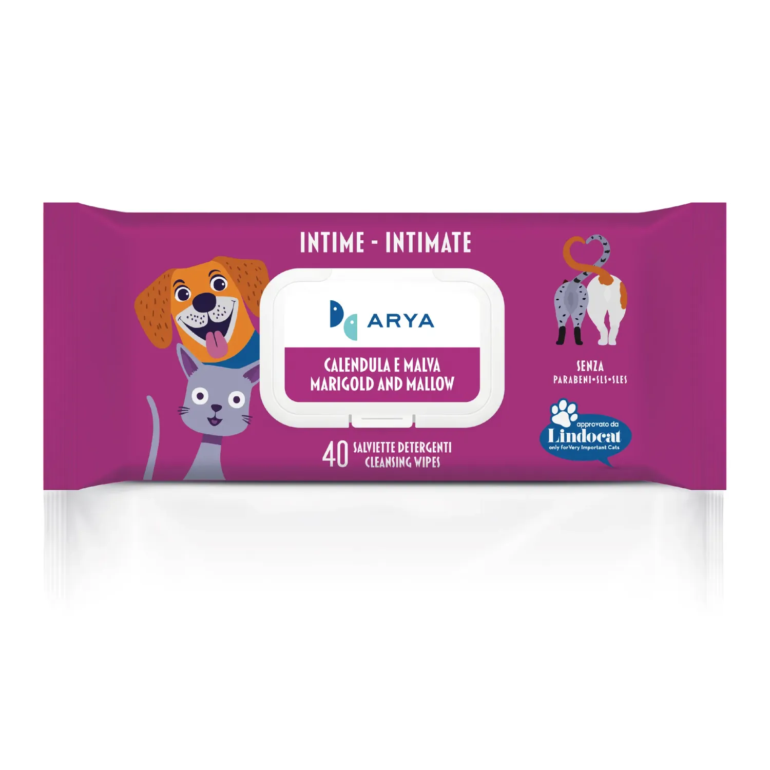 ARYA SALVIETTE DETERGENTI CANE E GATTO INTIMA 40 PZ