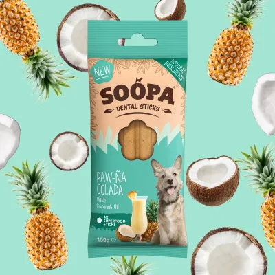 SOOPA DENTAL STICKS PER CANE GUSTO PAW NA COLADA 4 PZ