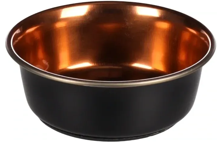 FLAMINGO CIOTOLA PER CIBO E ACQUA EZRA ACIAIO INOX NERO ROTONDA 475ML 13,5CM