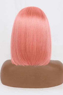12&quot; 165g Lace Front Wigs Human Hair in Rose Pink 150% Density