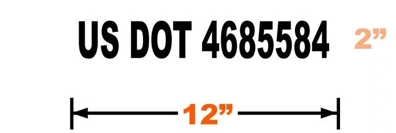 USDOT NUMBER STICKER / DECAL 12X2