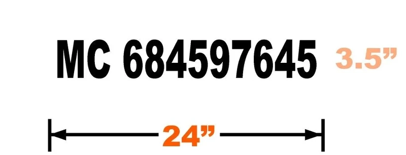 MC NUMBER DECAL 24X3.5 - LARGE MOTOR CARRIER STICKER