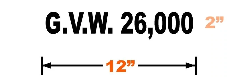 GVW- GROSS VEHICLE WEIGHT DECAL 12X2