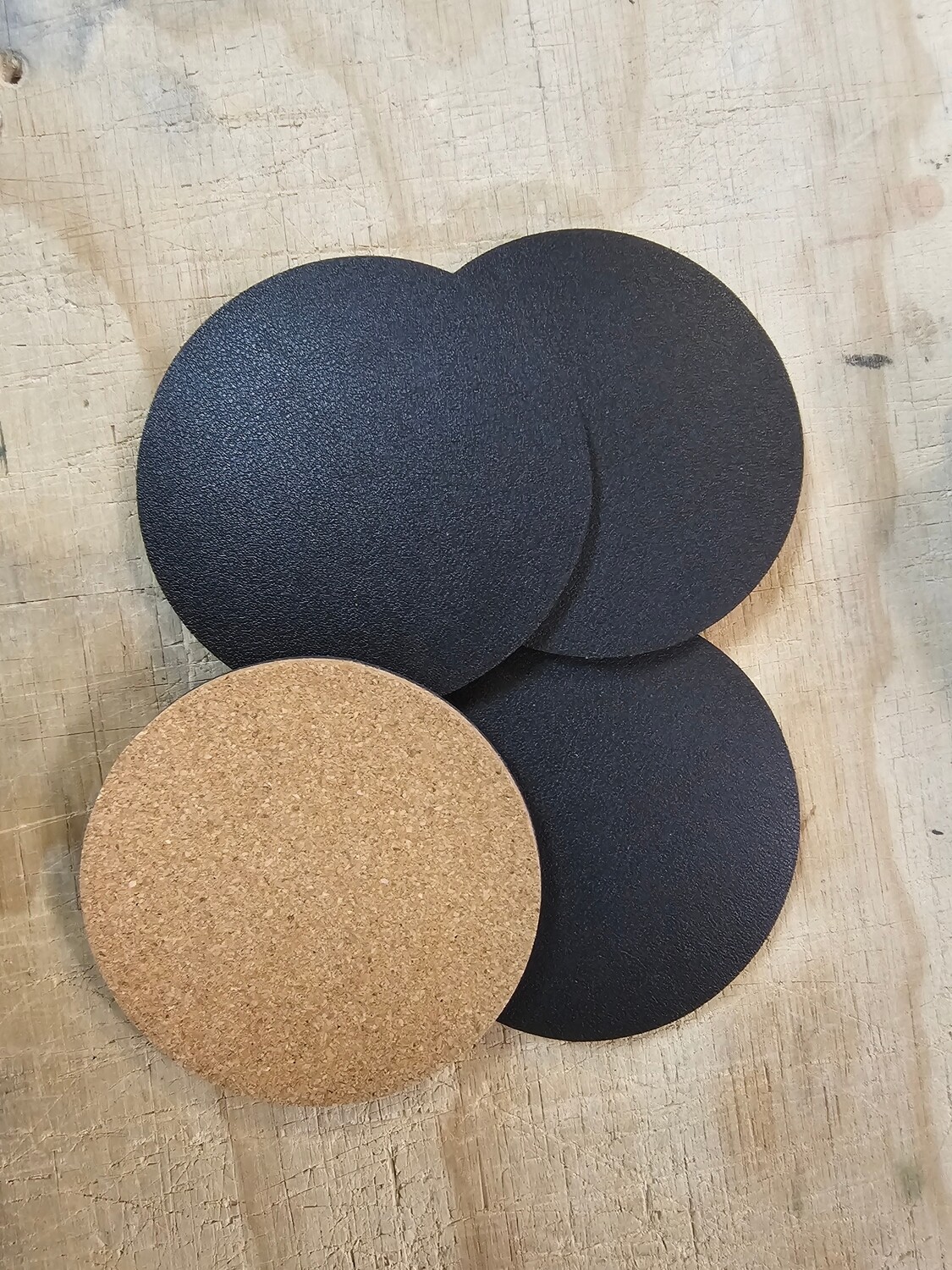 Leather Coasters Lasered Engraved/laser burned set of 4