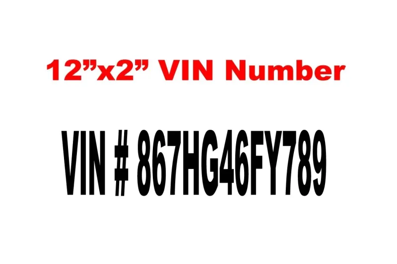VIN # TRUCK DECAL STICKER 12X2 INCH