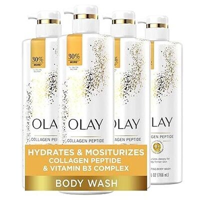 Olay Cleansing &amp; Firming Body Wash with Vitamin B3 and Collagen, 26 fl oz (Pack of 4)