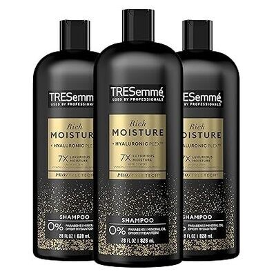 TRESemmé Shampoo Moisture Rich 3 Count for Dry Hair Professional Quality Salon-Healthy Look and Shine Moisture Rich Formulated with Vitamin E and Biotin 28 oz