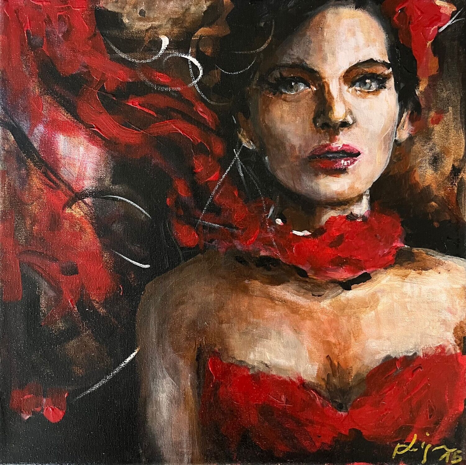 Gemälde "Der rote Schal"