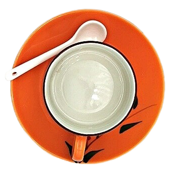 Japanese Style Tea Cup set c/w Spoon  - Orange
