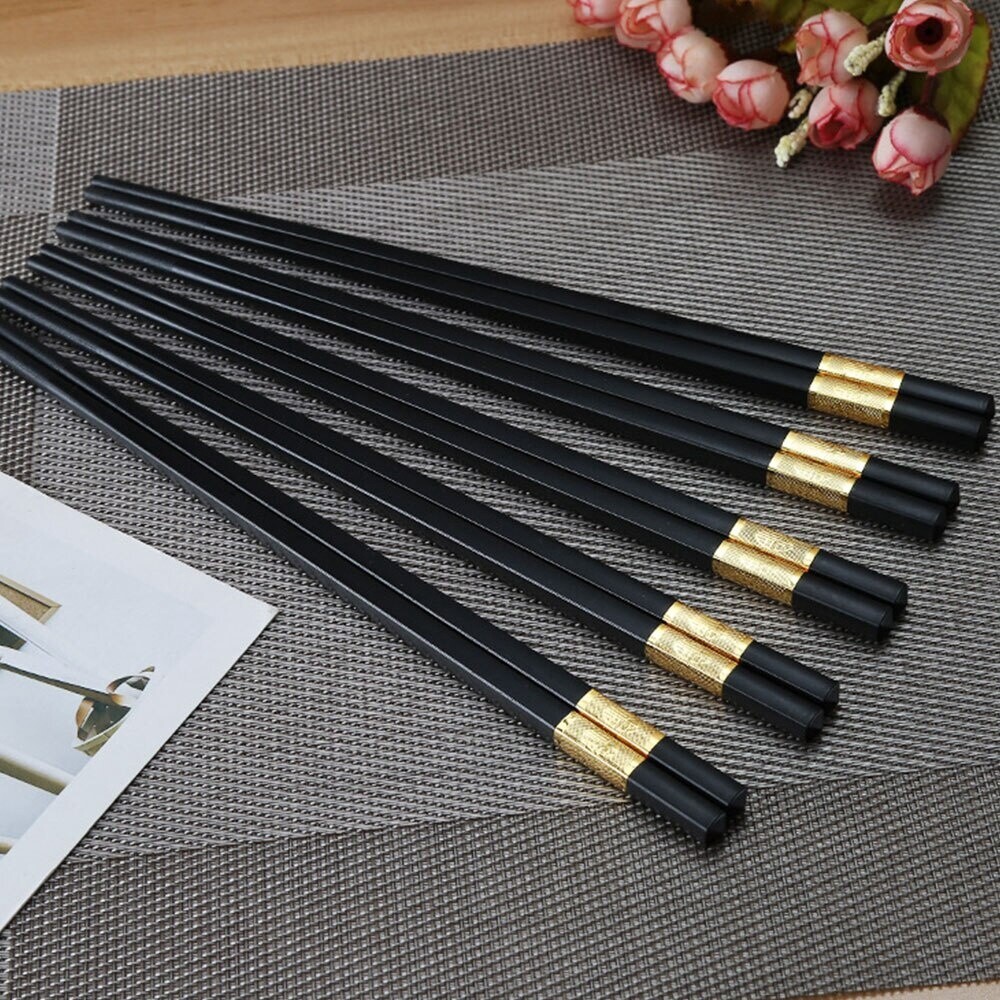 HY Black Alloy Chopsticks 10 Pairs