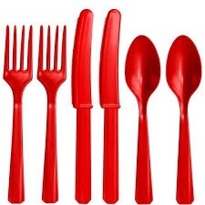 Cutlery Set Red 12 pieces
