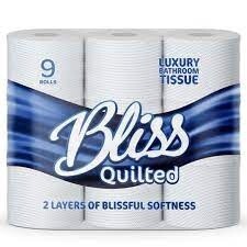 Bliss Double Quilted Toilet Tissue 9 Pack