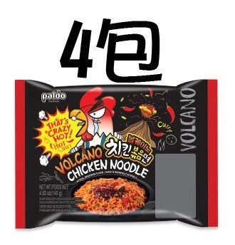 Paldo Volcano Chicken Noodle 4 packs 八道火山辣鸡铁板炒面四连包