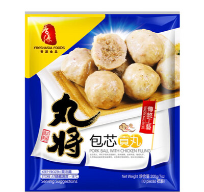 Fresh Asia Pork balls with chicken filling 丸将包芯贡丸 200g