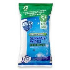 Power Force Anti-Bacterial Wipes 72pcs