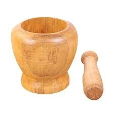 Wooden mortar &amp; pestle 蒜盅 ~ 木製中號