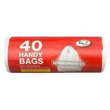 TidyZ White Handy Bags 40 Pack Roll
