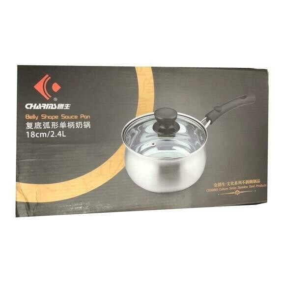 Charms Stainless Steel Source Pan 18cm (2.4L) 不鏽綱鍋 弧形單柄奶鍋