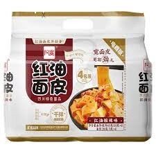 BJ Broad Noodle (4pcs) - Sour &amp; Hot 阿寬紅油面皮 - 酸辣(4袋裝) 460g