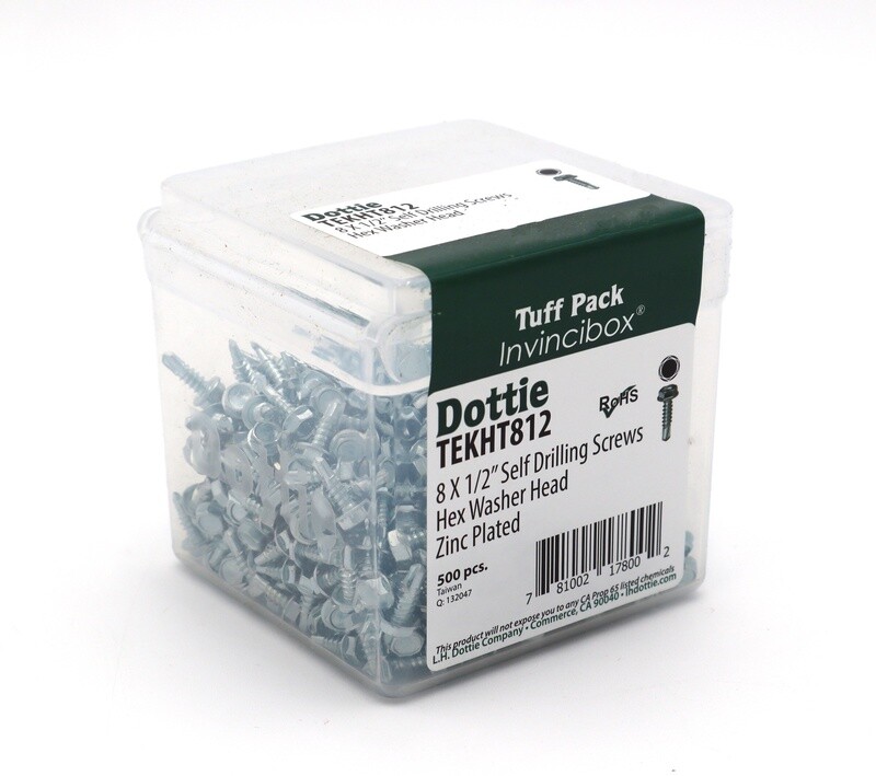 #8 x 1/2'' Hex Washer Head Self Drilling Screw (Tuff Pack) TEKHT812